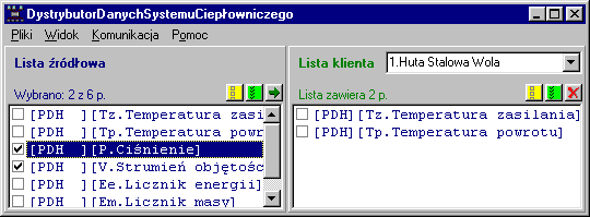 Okno Dystrybucja danych