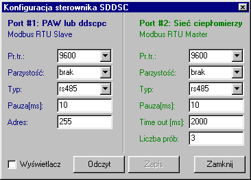 Okno Konfiguracja sterownika